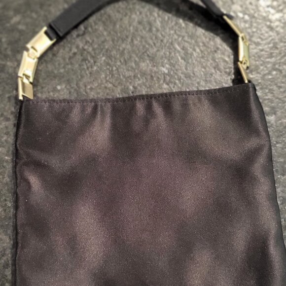 Lauren Ralph Lauren Black Satin Gold Accent, Small Clutch Purse (LIKE NEW) - Picture 1 of 6